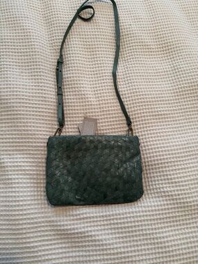 Madewell Dark Green Woven Leather Crossbody